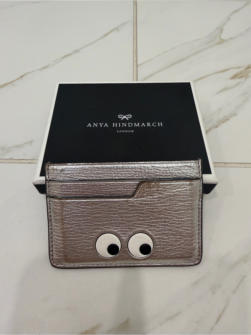 Anya Hindmarch - Silver Googly Eyes Card Holder in Box